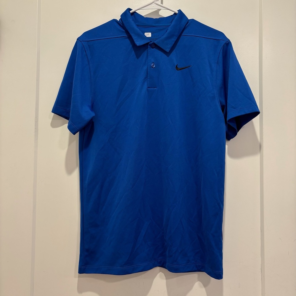 Nike Dri-FIT Mens Standard Fit Polo Golf Shirt Royal Blue Golf Swoosh Size Small
